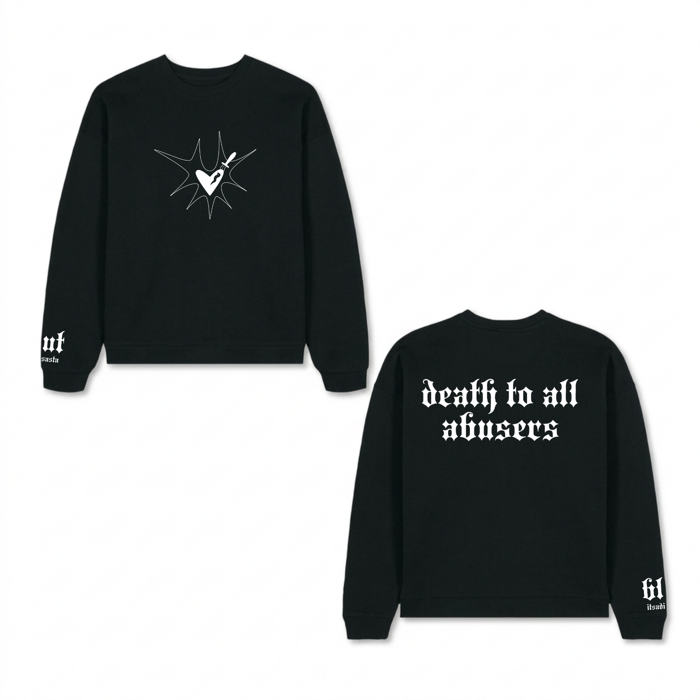 ITSADISASTA BLUT BLACK CREWNECK WHITE