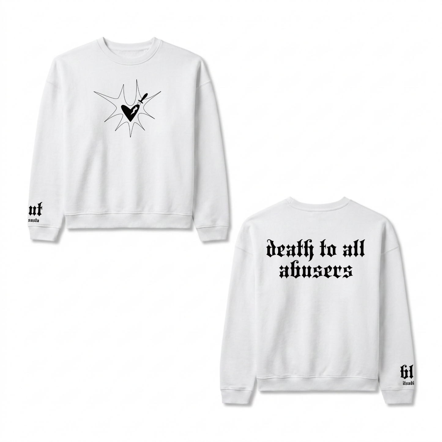 ITSADISASTA BLUT WHITE CREWNECK BLACK