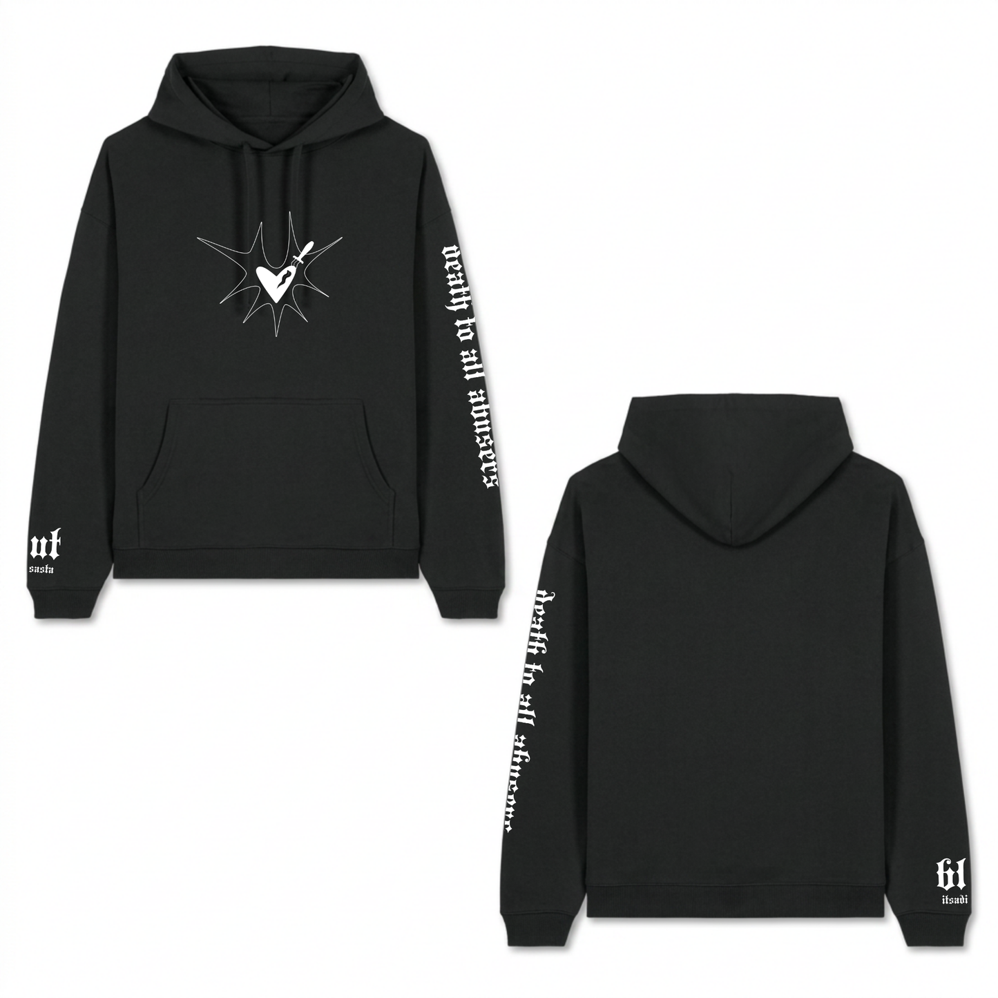 ITSADISASTA BLUT BLACK HOODIE WHITE