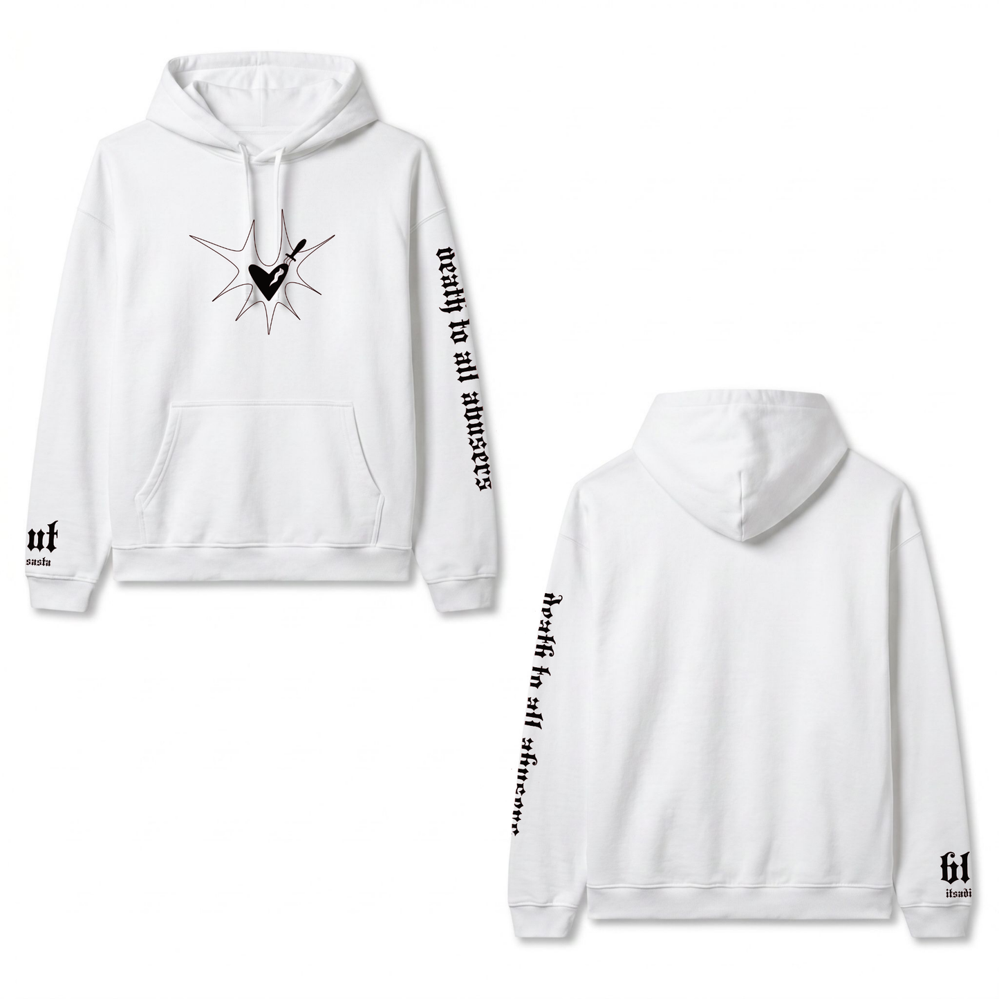 ITSADISASTA BLUT WHITE HOODIE BLACK