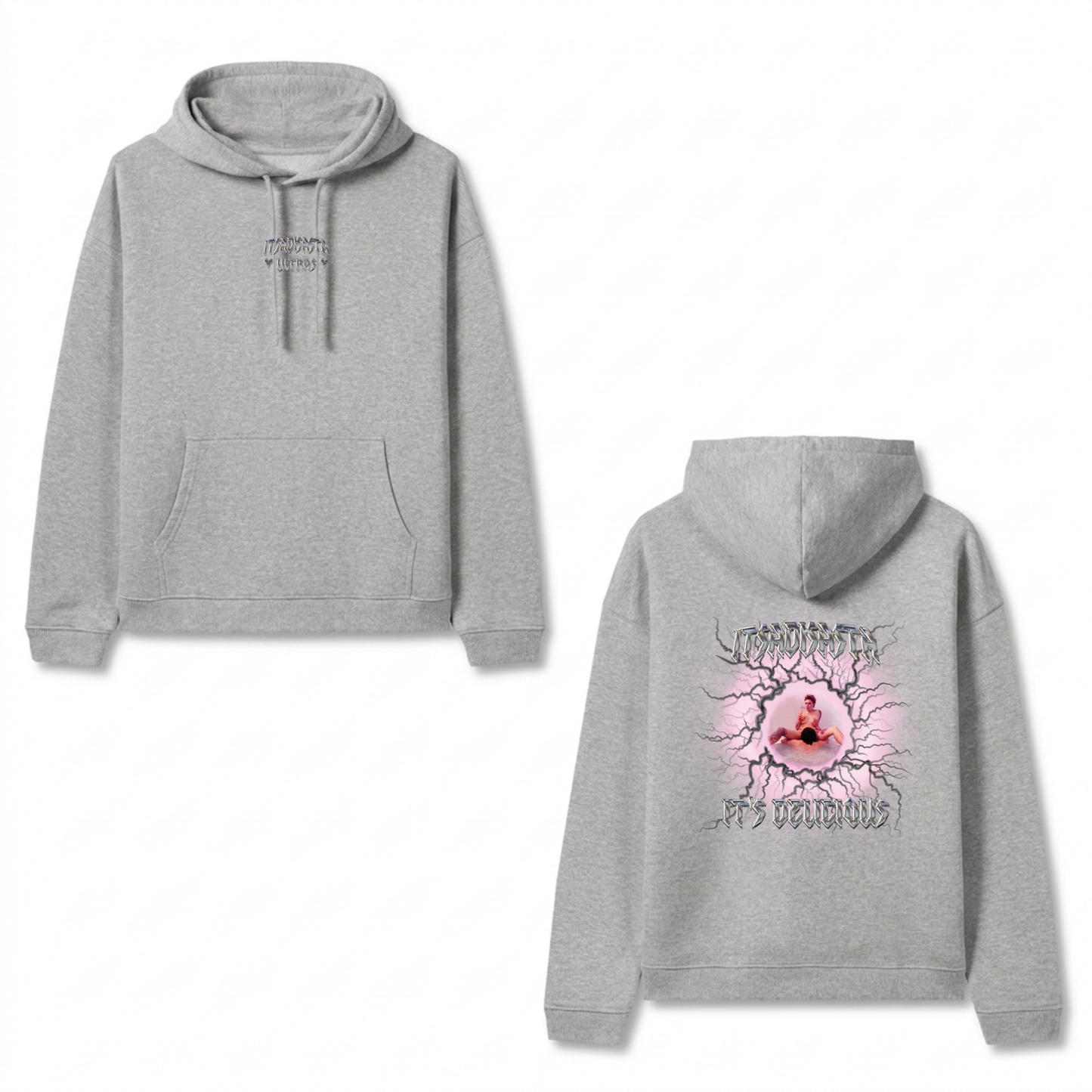 ITSADISASTA ITSDELICIOUS GREY HOODIE