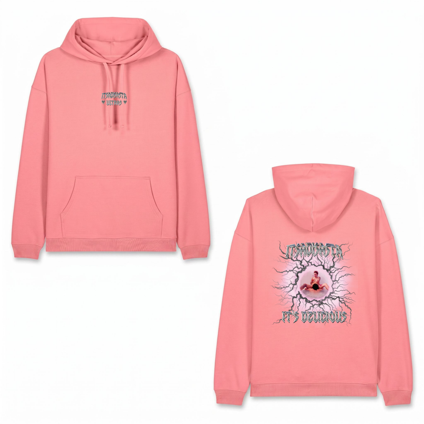 ITSADISASTA ITSDELICIOUS PINK HOODIE