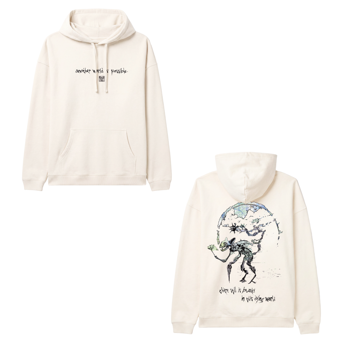"ANOTHER WORLD" HOODIE CREME