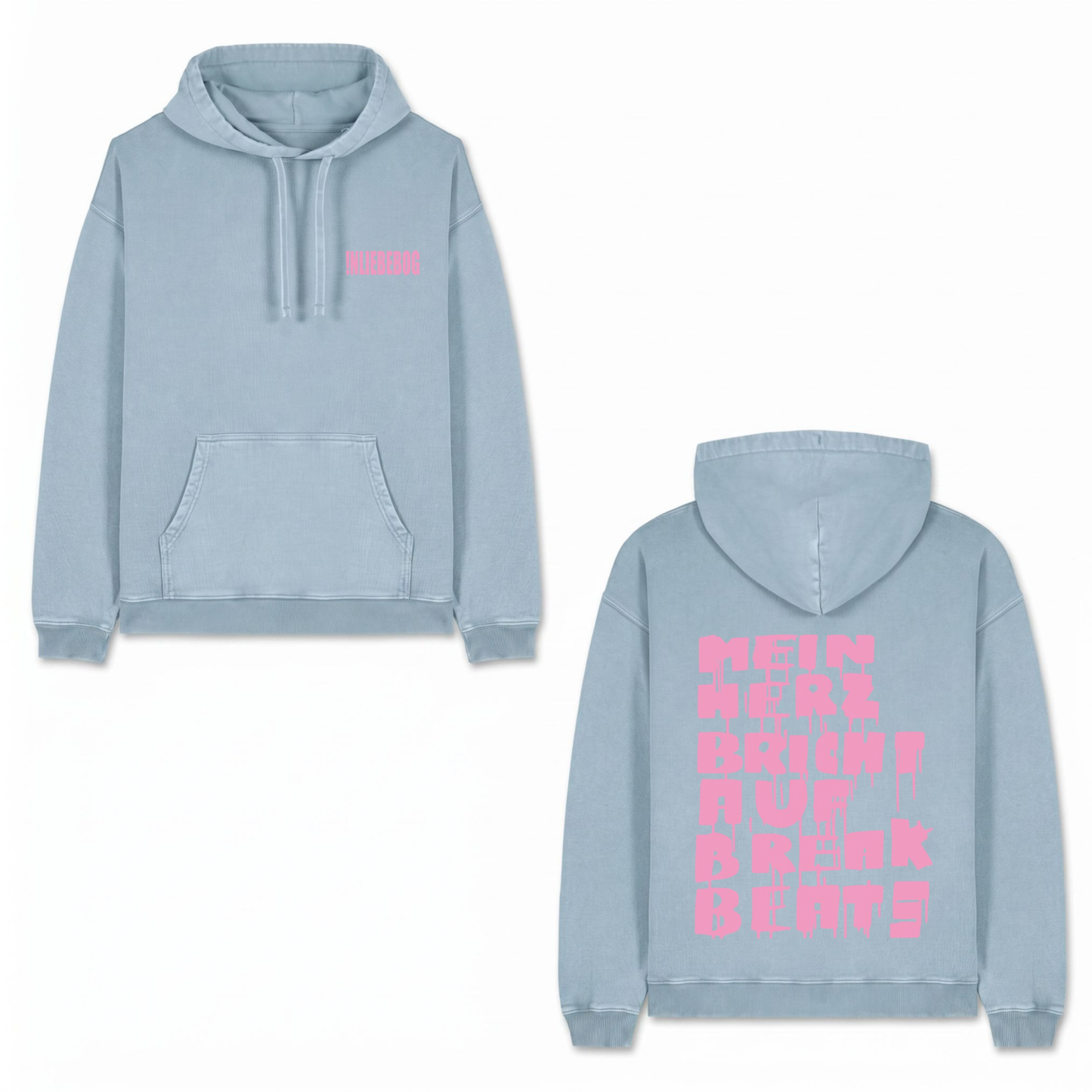 "!NLIEBEBOG" HOODIE BLUE/PINK