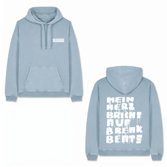 "!NLIEBEBOG" HOODIE BLUE/WHITE