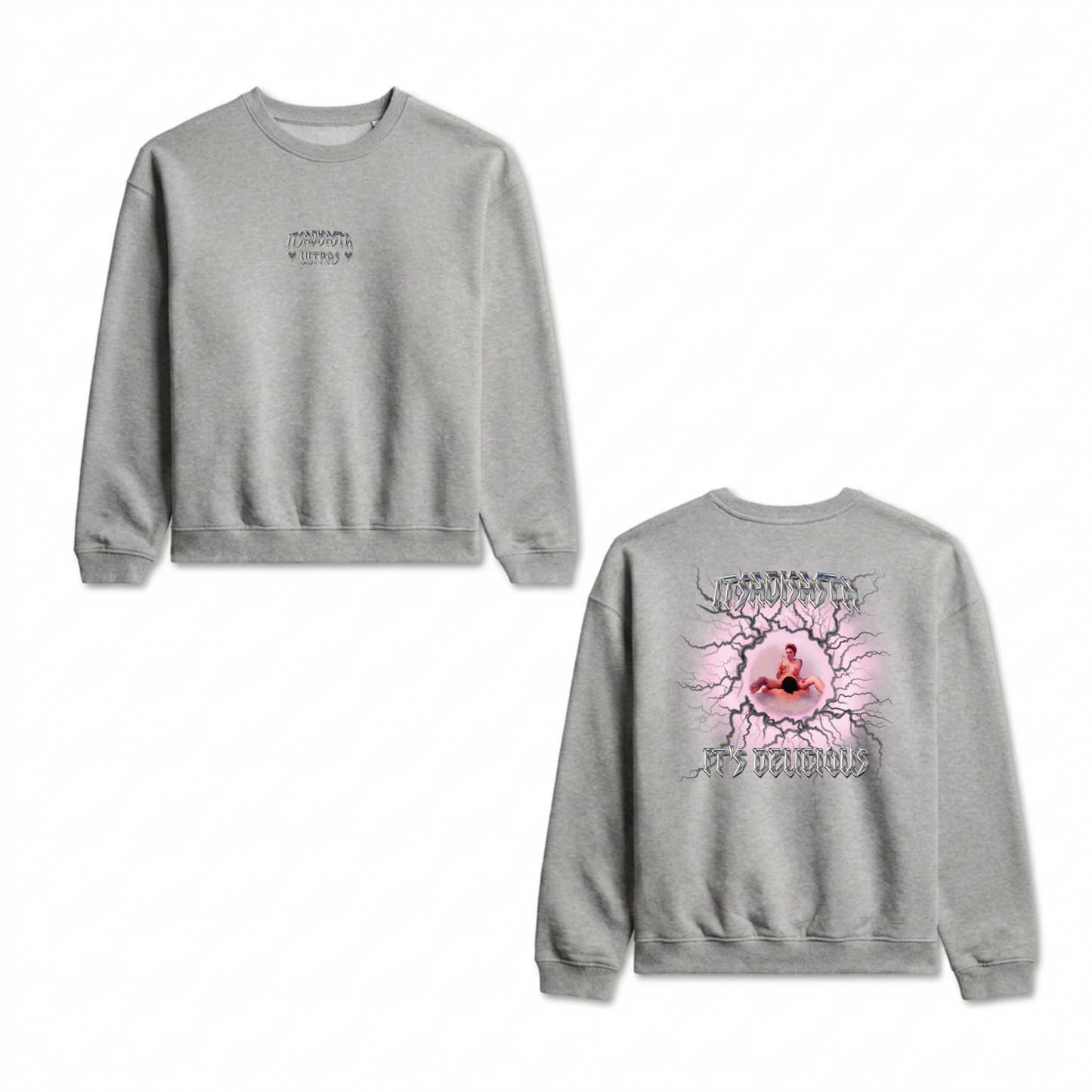 ITSADISASTA ITSDELICIOUS GREY CREWNECK