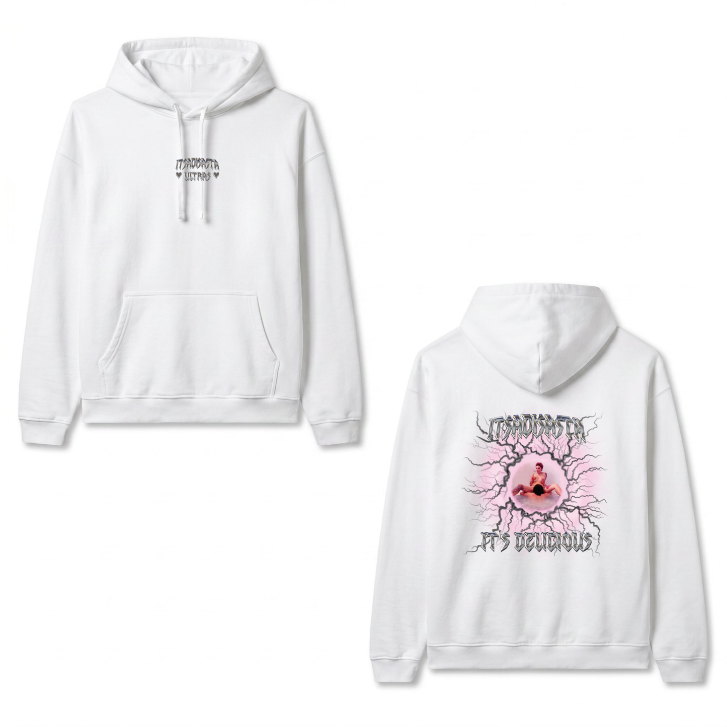 ITSADISASTA ITSDELICIOUS WHITE HOODIE