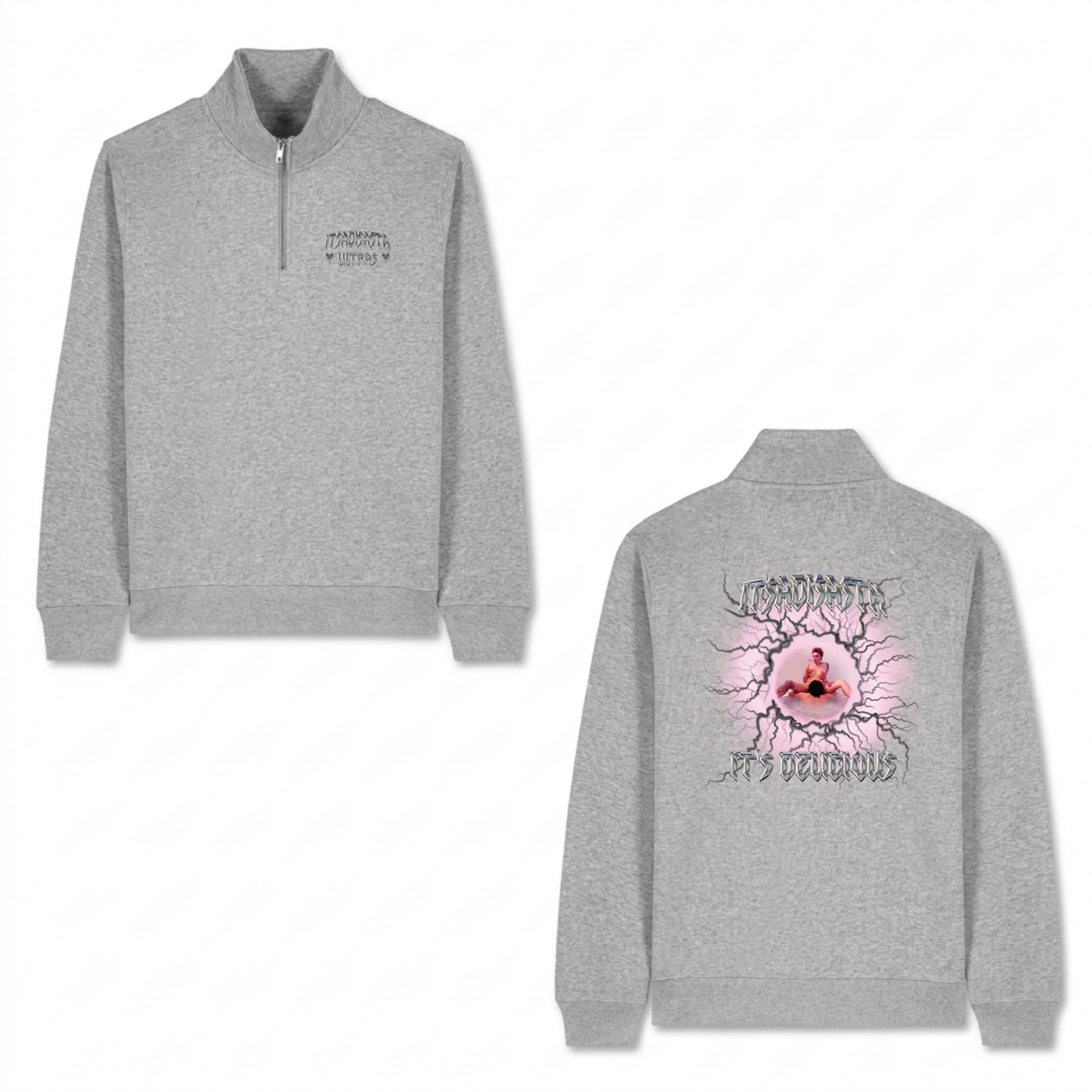 ITSADISASTA ITSDELICIOUS GREY QUARTER ZIP