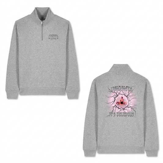 ITSADISASTA ITSDELICIOUS GREY QUARTER ZIP